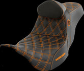 Saddlemen SDC Pro Series Performance Gripper Seat w/Lumbar Rest, Orange Stitch - 08-23 Touring Seat Saddlemen