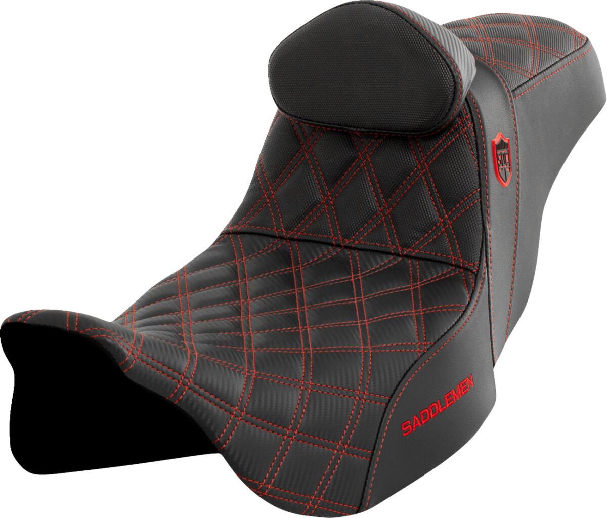 SDC Pro Series Performance Gripper Seat w/Lumbar Rest, Red Stitch - 08-23 Touring Seat Saddlemen Default Title