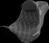 Saddlemen SDC Pro Series Performance Gripper Seat w/Lumbar Rest, Silver Stitch - 08-23 Touring Seat Saddlemen