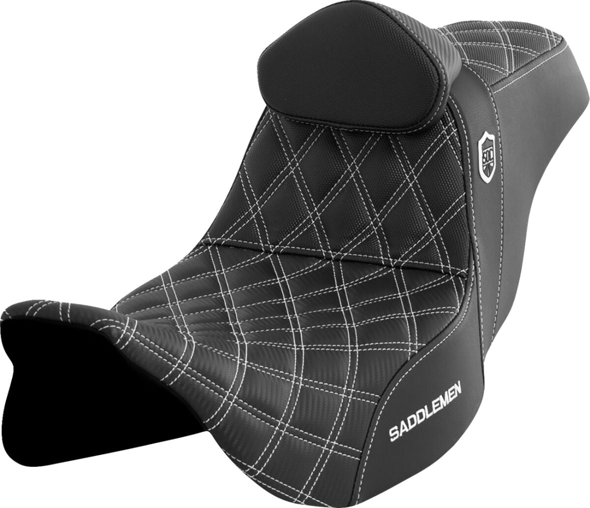 SDC Pro Series Performance Gripper Seat w/Lumbar Rest, White Stitch - 08-23 Touring Seat Saddlemen Default Title