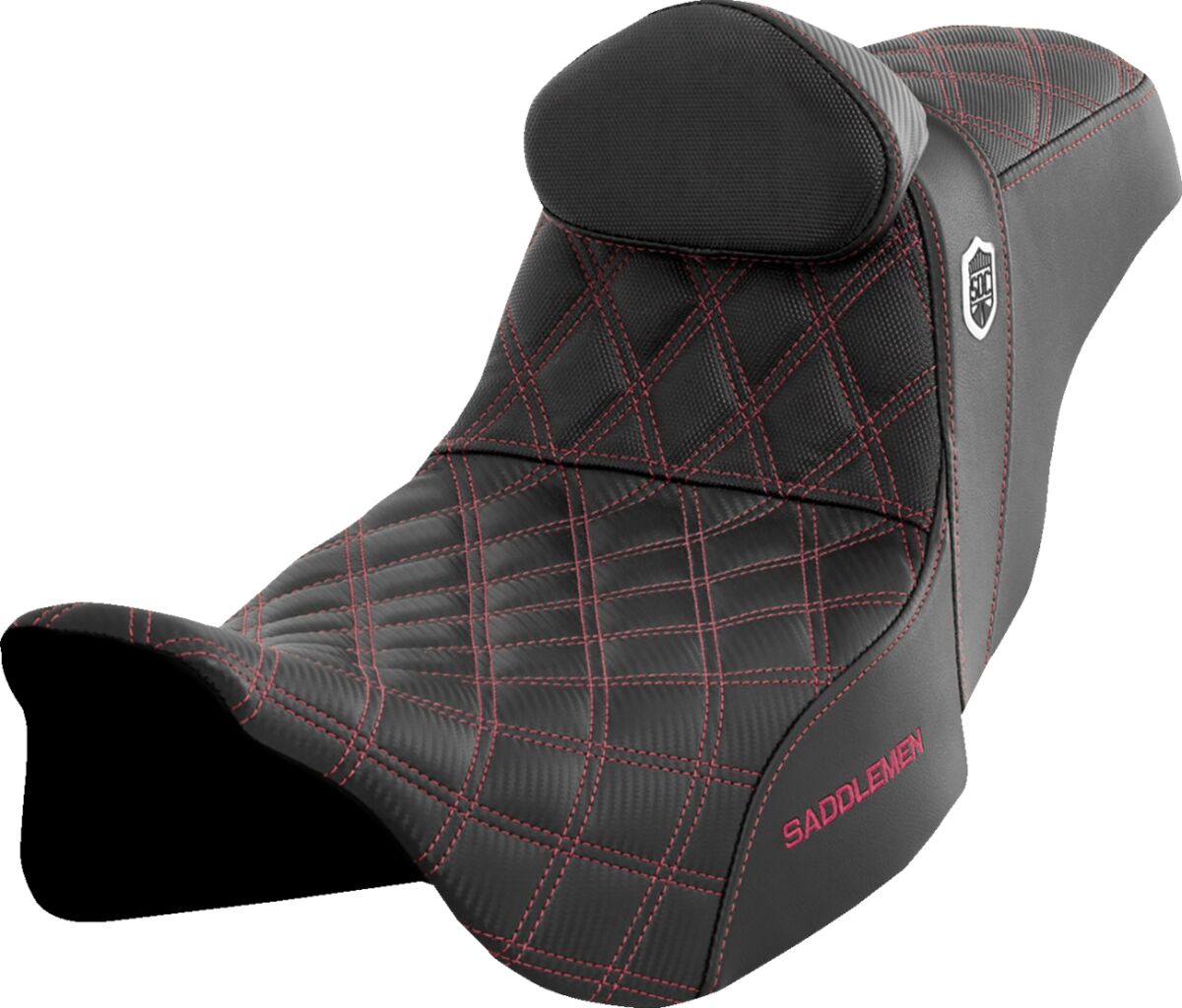 SDC Pro Series Performance Gripper Seat w/Lumbar Rest, Wine Berry Stitch - 08-23 Touring Seat Saddlemen Default Title