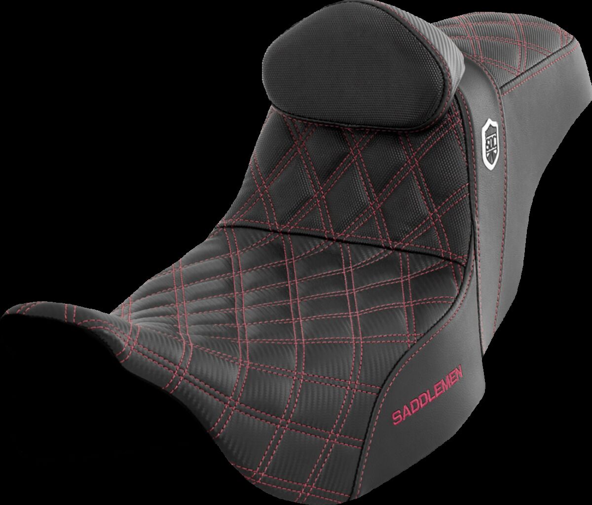 Saddlemen SDC Pro Series Performance Gripper Seat w/Lumbar Rest, Wine Berry Stitch - 08-23 Touring Seat Saddlemen