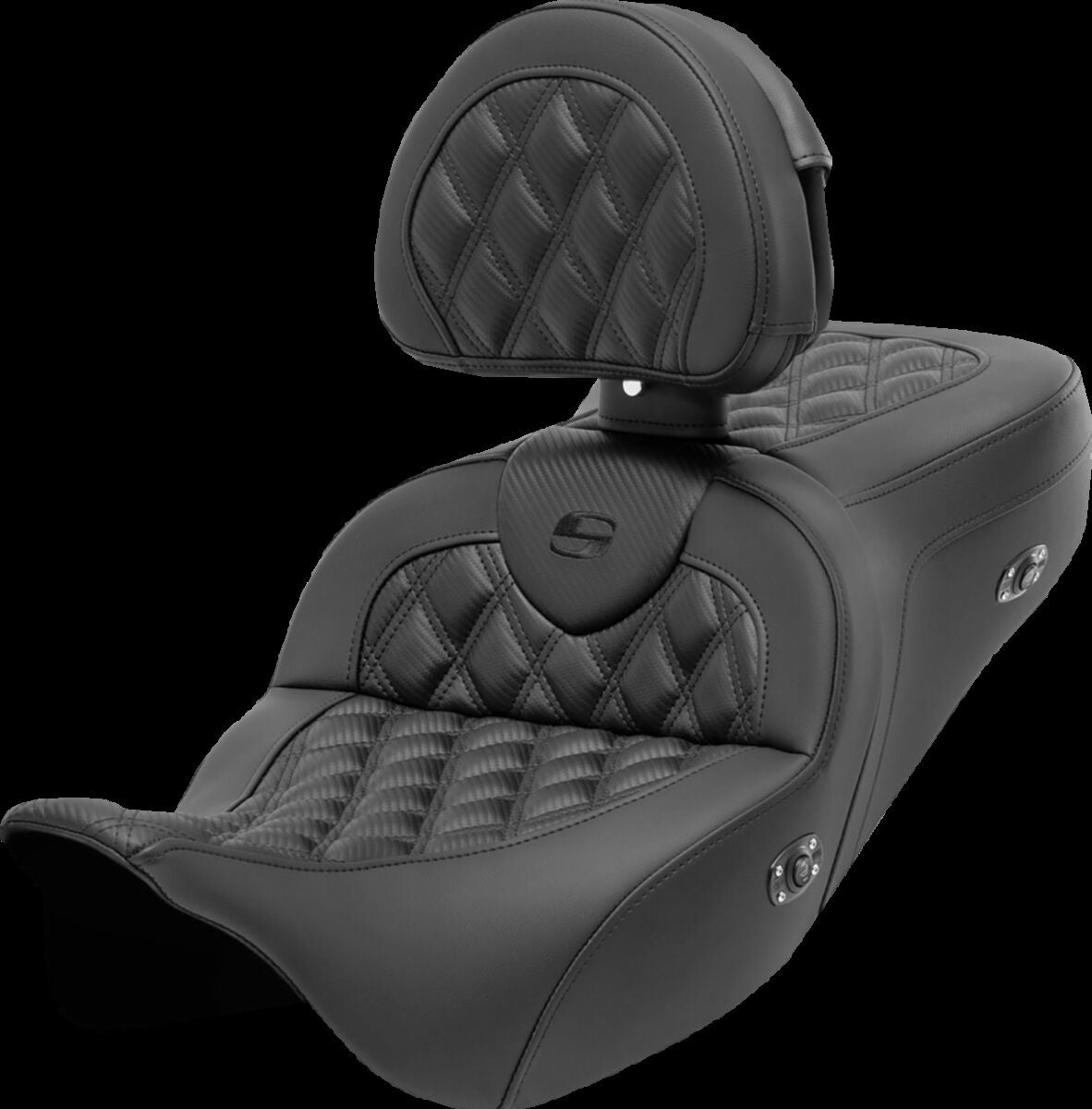 Saddlemen Roadsofa CF LS Heat With Driver's Backrest Seat - 08+ Touring Seat Saddlemen