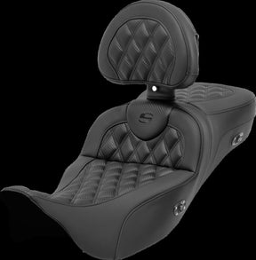Saddlemen Roadsofa CF LS Heat Extended Reach With Driver's Backrest Seat - 08+ Touring Seat Saddlemen
