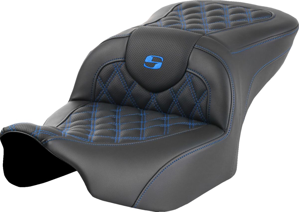 Saddlemen Roadsofa LS Seat, Blue Stitch - 23+ Touring Seat Saddlemen