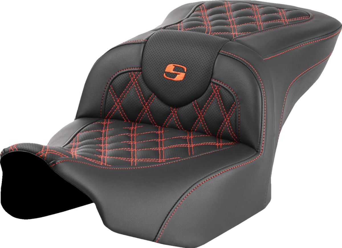 Saddlemen Roadsofa LS Seat, Orange Stitch - 23+ Touring Seat Saddlemen
