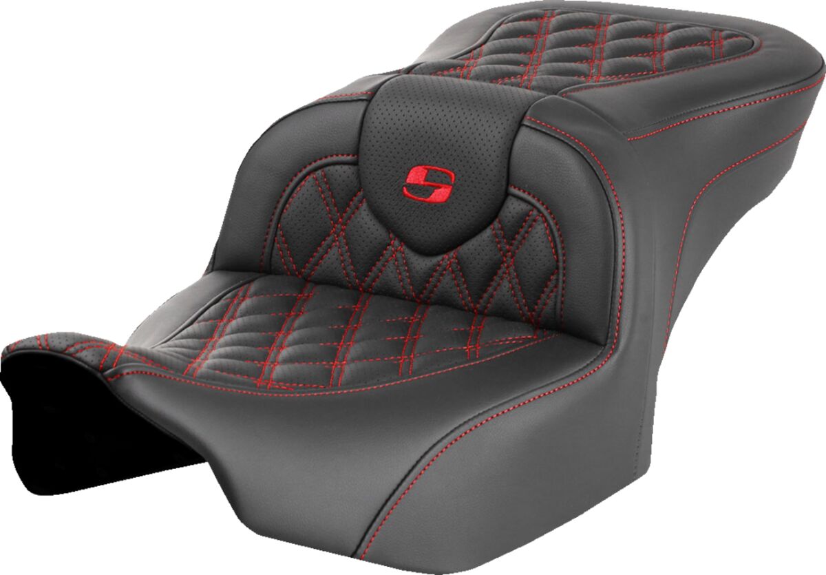 Saddlemen Roadsofa LS Seat, Red Stitch - 23+ Touring Seat Saddlemen