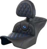 Saddlemen Roadsofa LS With Driver's Backrest Seat, Blue Stitch - 23+ Touring Seat Saddlemen