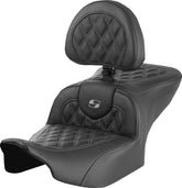 Saddlemen Roadsofa LS With Driver's Backrest Seat, Gray Stitch - 23+ Touring Seat Saddlemen