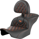 Saddlemen Roadsofa LS With Driver's Backrest Seat, Orange Stitch - 23+ Touring Seat Saddlemen