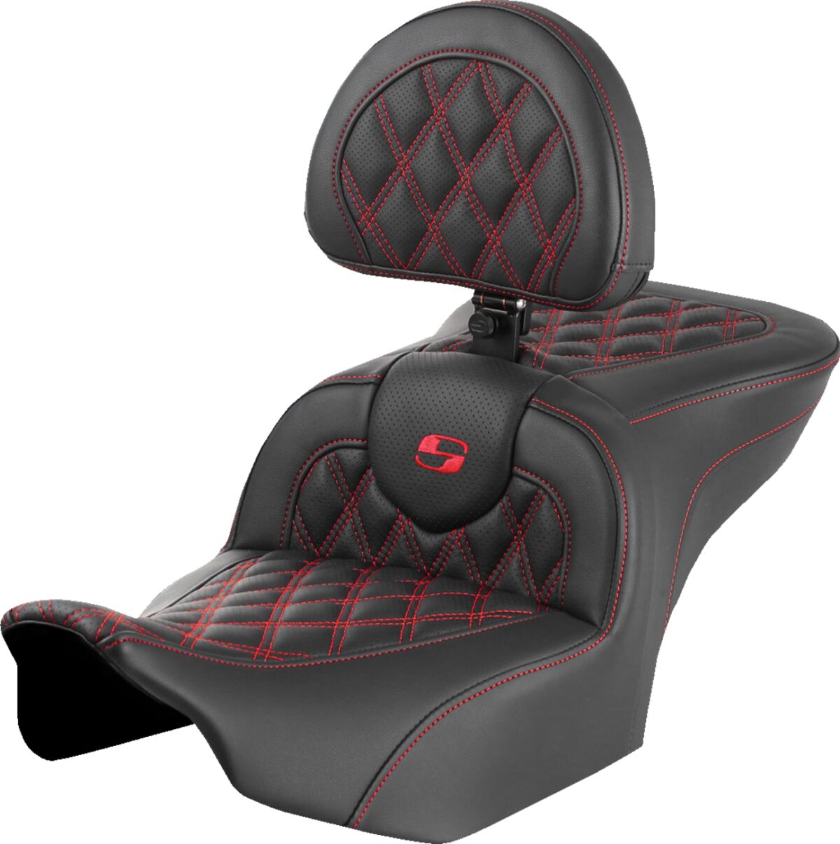 Roadsofa LS With Driver's Backrest Seat, Red Stitch - 23+ Touring Seat Saddlemen Default Title