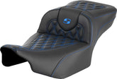 Saddlemen Roadsofa LS Extended Reach Seat, Blue Stitch - 23+ Touring Seat Saddlemen