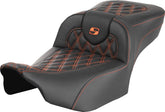 Saddlemen Roadsofa LS Extended Reach Seat, Orange Stitch - 23+ Touring Seat Saddlemen