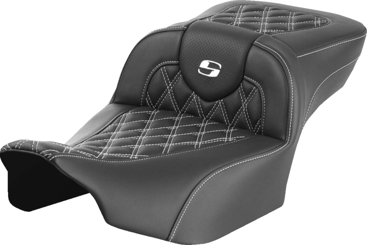 Saddlemen Roadsofa LS Extended Reach Seat, White Stitch - 23+ Touring Seat Saddlemen