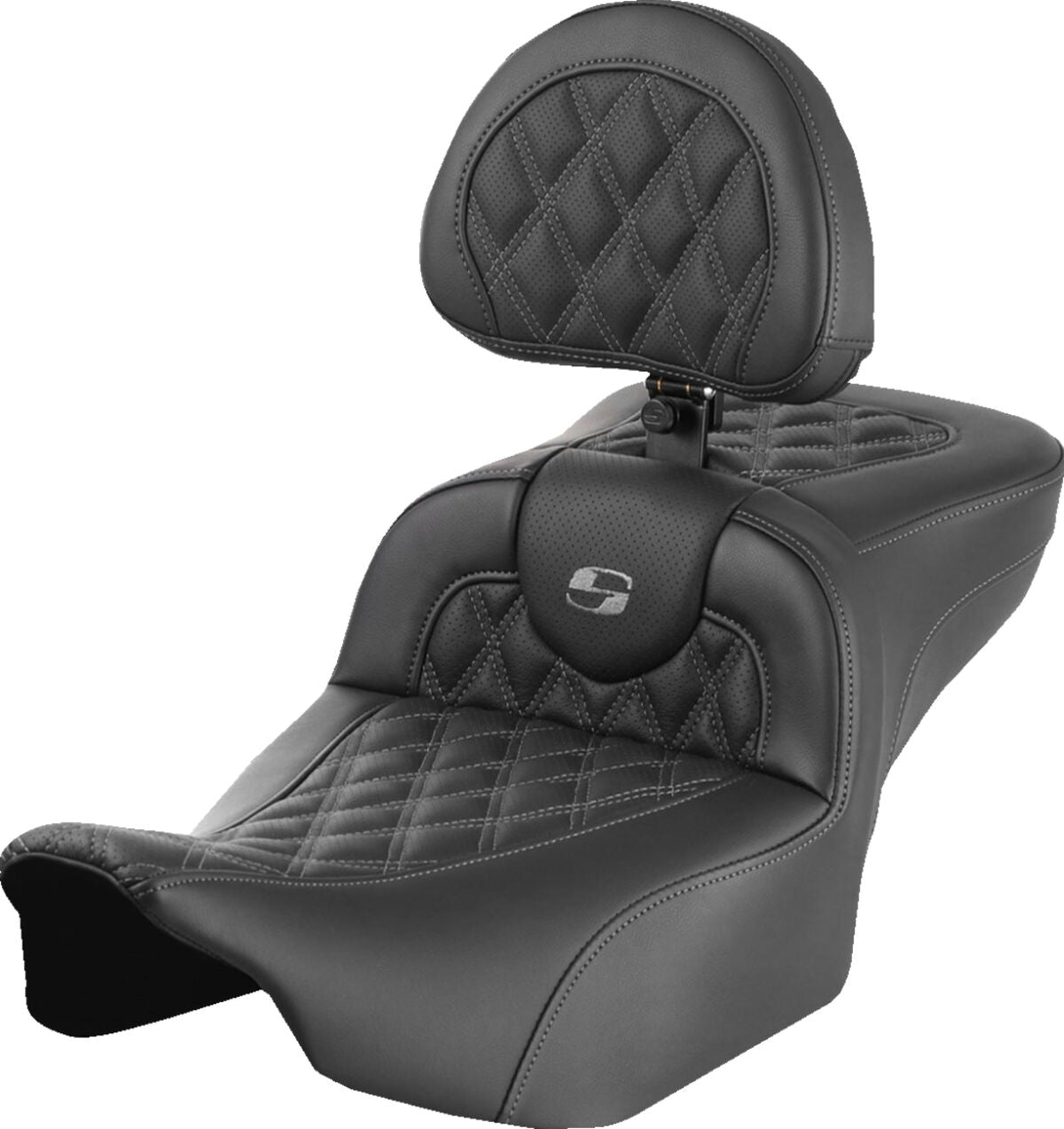 Roadsofa LS Extended Reach With Driver's Backrest Seat, Gray Stitch - 23+ Touring Seat Saddlemen Default Title