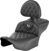 Roadsofa LS Extended Reach With Driver's Backrest Seat, Silver Stitch - 23+ Touring Seat Saddlemen Default Title