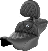 Saddlemen Roadsofa LS Extended Reach With Driver's Backrest Seat, Silver Stitch - 23+ Touring Seat Saddlemen
