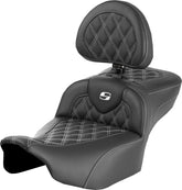 Saddlemen Roadsofa LS Extended Reach With Driver's Backrest Seat, White Stitch - 23+ Touring Seat Saddlemen