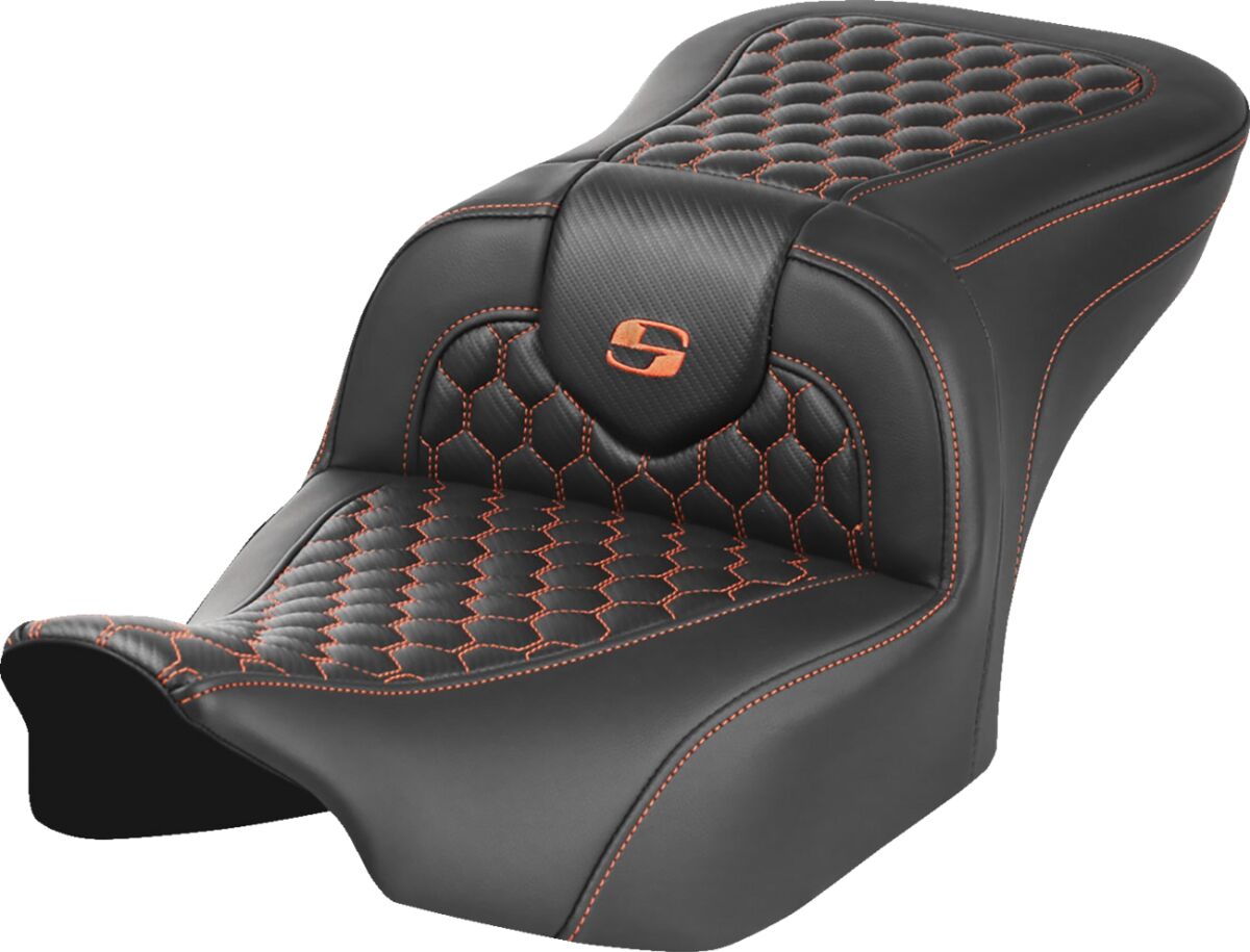 Saddlemen Roadsofa HC Seat, Orange Stitch - 23+ Touring Seat Saddlemen