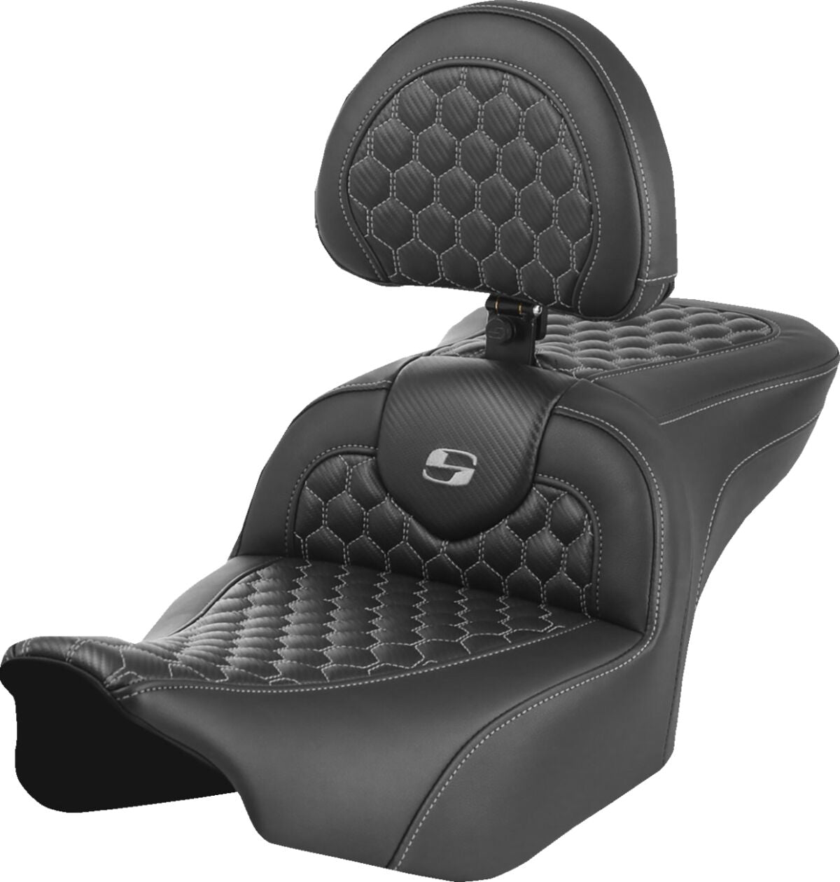 Saddlemen Roadsofa HC With Driver's Backrest Seat, Gray Stitch - 23+ Touring Seat Saddlemen