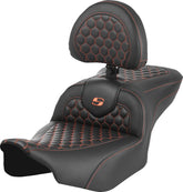 Saddlemen Roadsofa HC With Driver's Backrest Seat, Orange Stitch - 23+ Touring Seat Saddlemen