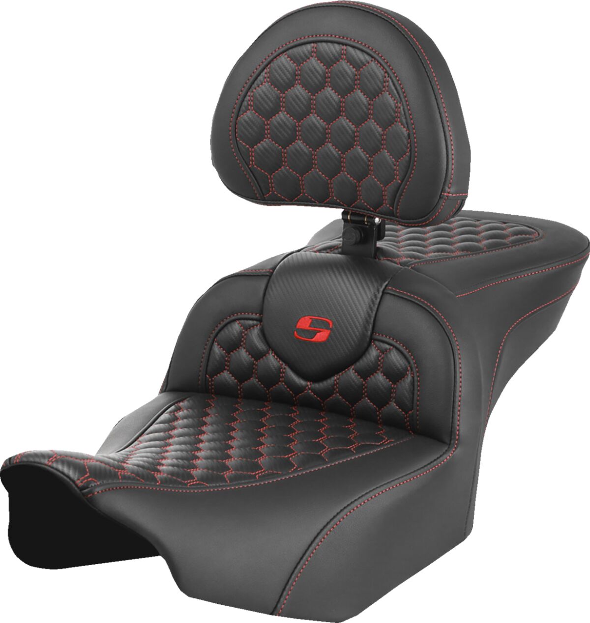 Roadsofa HC With Driver's Backrest Seat, Red Stitch - 23+ Touring Seat Saddlemen Default Title