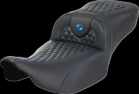 Saddlemen Roadsofa HC Extended Reach Seat, Blue Stitch - 23+ Touring Seat Saddlemen