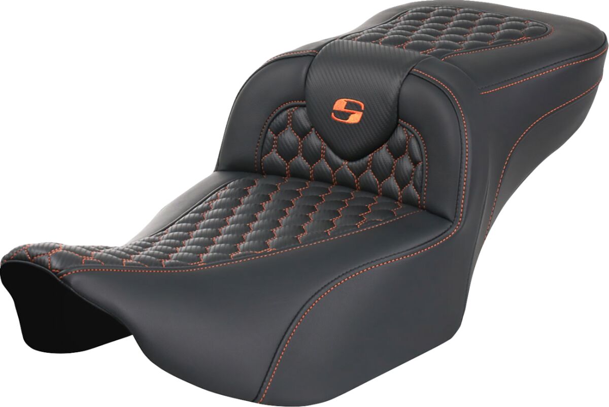 Roadsofa HC Extended Reach Seat, Orange Stitch - 23+ Touring Seat Saddlemen Default Title