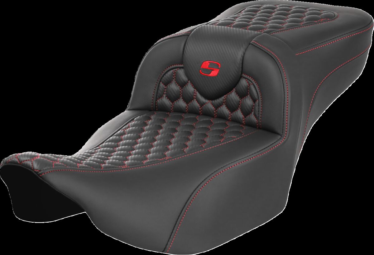 Saddlemen Roadsofa HC Extended Reach Seat, Red Stitch - 23+ Touring Seat Saddlemen