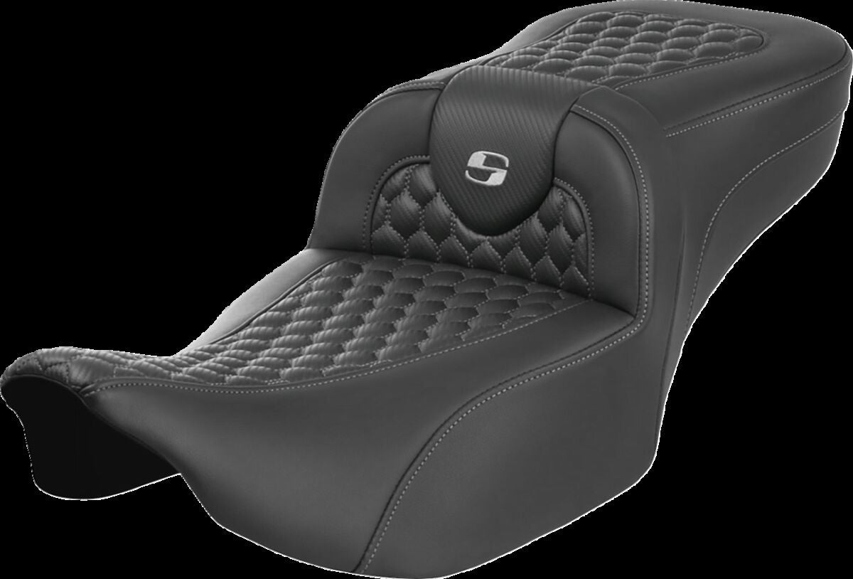 Saddlemen Roadsofa HC Extended Reach Seat, Silver Stitch - 23+ Touring Seat Saddlemen