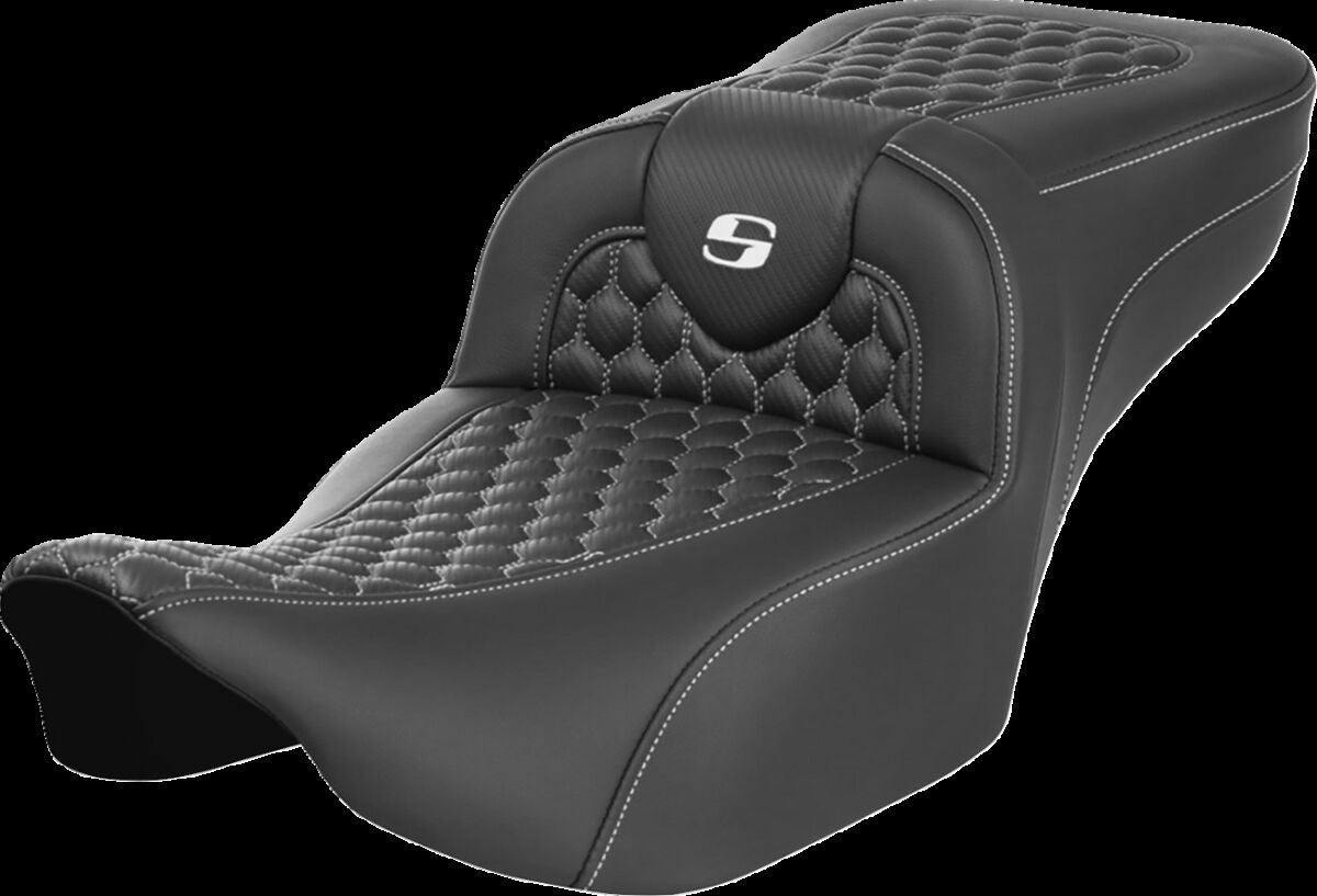 Saddlemen Roadsofa HC Extended Reach Seat, White Stitch - 23+ Touring Seat Saddlemen