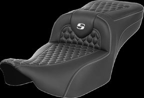 Saddlemen Roadsofa HC Extended Reach Seat, White Stitch - 23+ Touring Seat Saddlemen