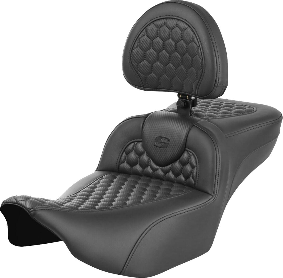 Roadsofa HC Extended Reach With Driver's Backrest Seat, Black Stitch - 23+ Touring Seat Saddlemen Default Title