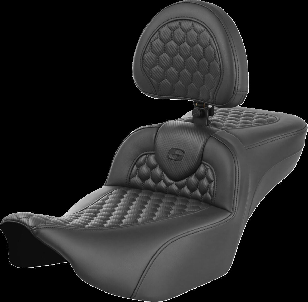 Saddlemen Roadsofa HC Extended Reach With Driver's Backrest Seat, Black Stitch - 23+ Touring Seat Saddlemen