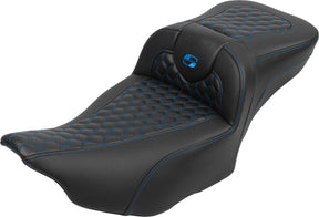 Roadsofa HC Extended Reach With Driver's Backrest Seat, Blue Stitch - 23+ Touring Seat Saddlemen Default Title