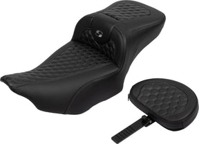Roadsofa HC Extended Reach With Driver's Backrest Seat, Gray Stitch - 23+ Touring Seat Saddlemen