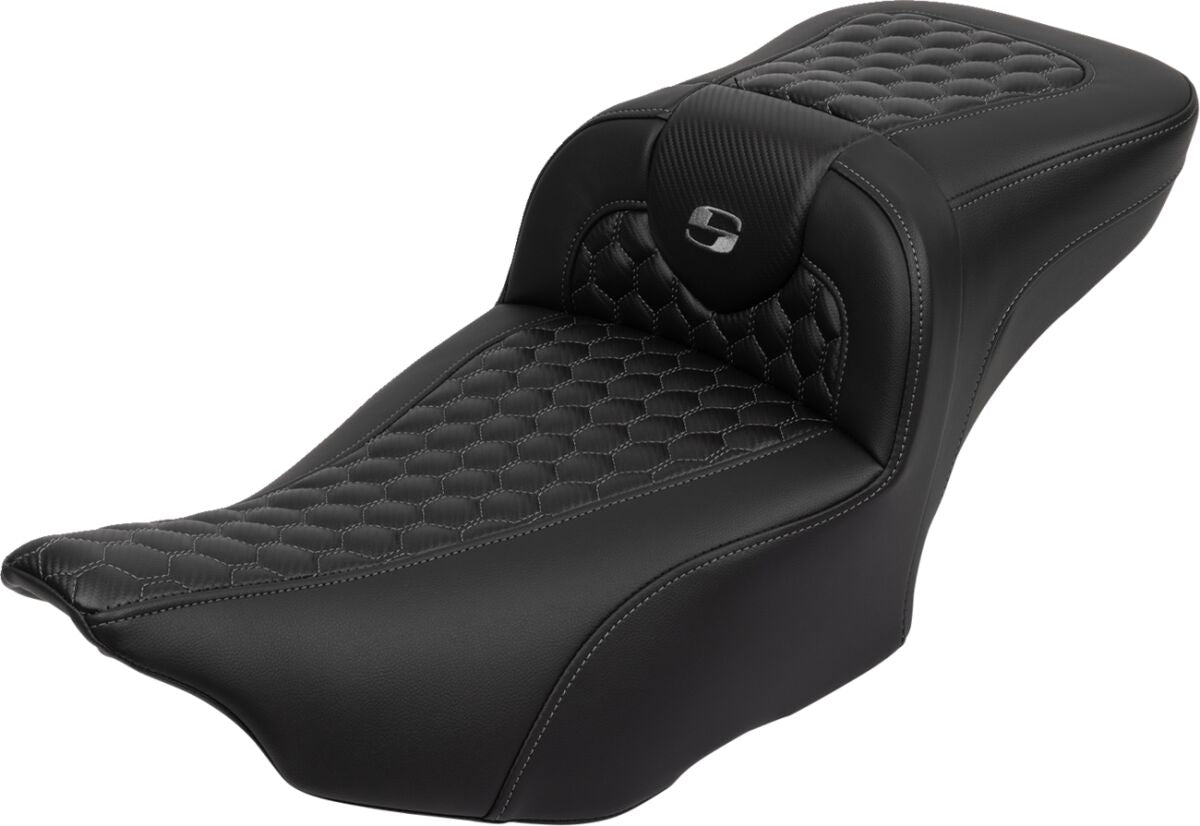 Saddlemen Roadsofa HC Extended Reach With Driver's Backrest Seat, Gray Stitch - 23+ Touring Seat Saddlemen