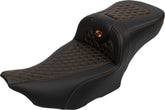 Saddlemen Roadsofa HC Extended Reach With Driver's Backrest Seat, Orange Stitch - 23+ Touring Seat Saddlemen