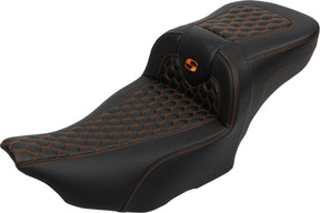 Saddlemen Roadsofa HC Extended Reach With Driver's Backrest Seat, Orange Stitch - 23+ Touring Seat Saddlemen