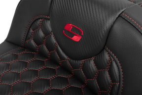 Roadsofa HC Extended Reach With Driver's Backrest Seat, Red Stitch - 23+ Touring Seat Saddlemen