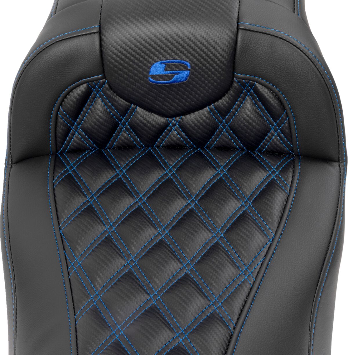Roadsofa CF LS Seat, Blue Stitch - 23+ Touring Seat Saddlemen