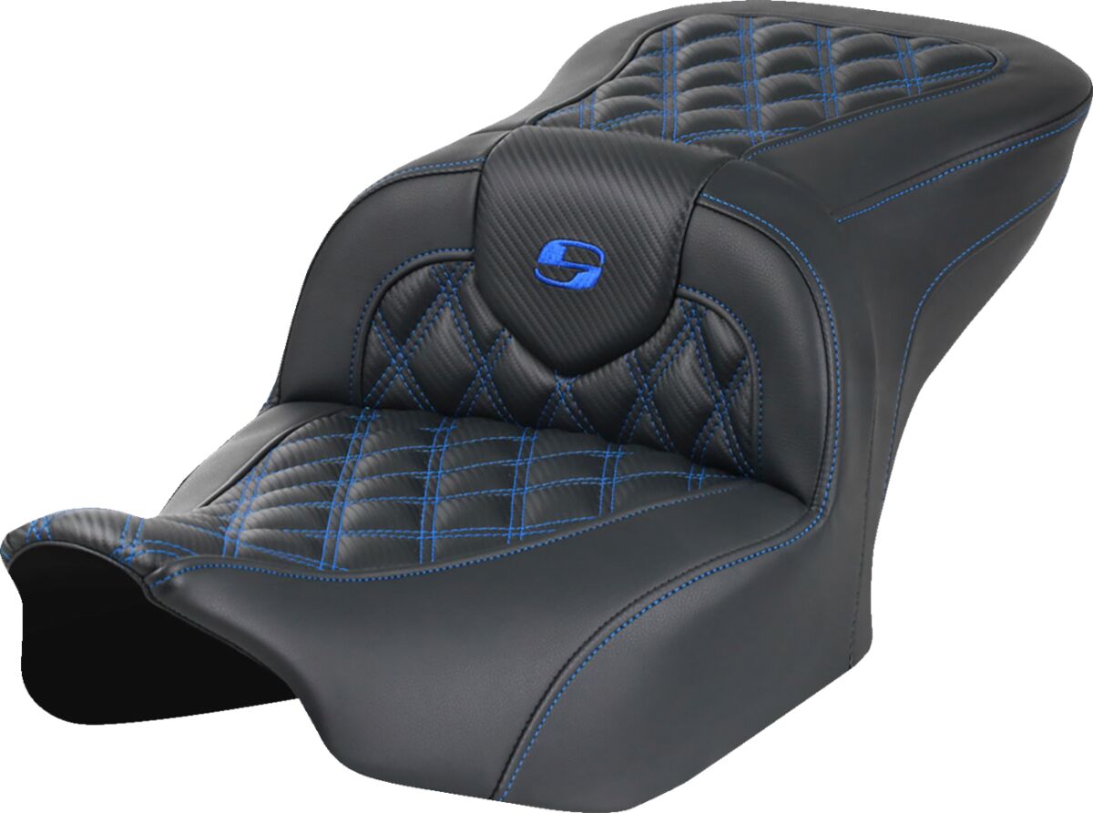 Saddlemen Roadsofa CF LS Seat, Blue Stitch - 23+ Touring Seat Saddlemen
