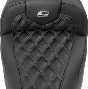 Roadsofa CF LS Seat, Gray Stitch - 23+ Touring Seat Saddlemen