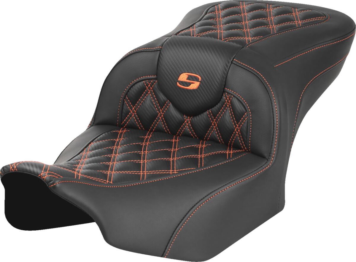Roadsofa CF LS Seat, Orange Stitch - 23+ Touring Seat Saddlemen Default Title