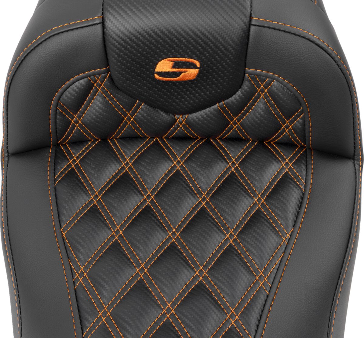 Roadsofa CF LS Seat, Orange Stitch - 23+ Touring Seat Saddlemen