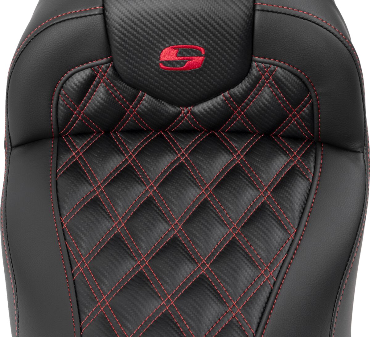 Roadsofa CF LS Seat, Red Stitch - 23+ Touring Seat Saddlemen