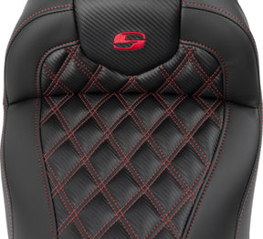 Roadsofa CF LS Seat, Red Stitch - 23+ Touring Seat Saddlemen