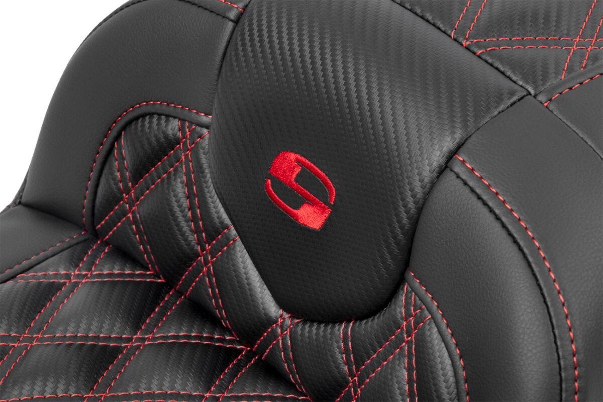 Roadsofa CF LS Seat, Red Stitch - 23+ Touring Seat Saddlemen