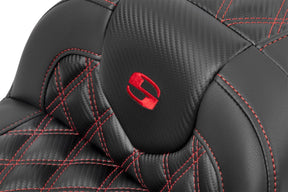 Roadsofa CF LS Seat, Red Stitch - 23+ Touring Seat Saddlemen