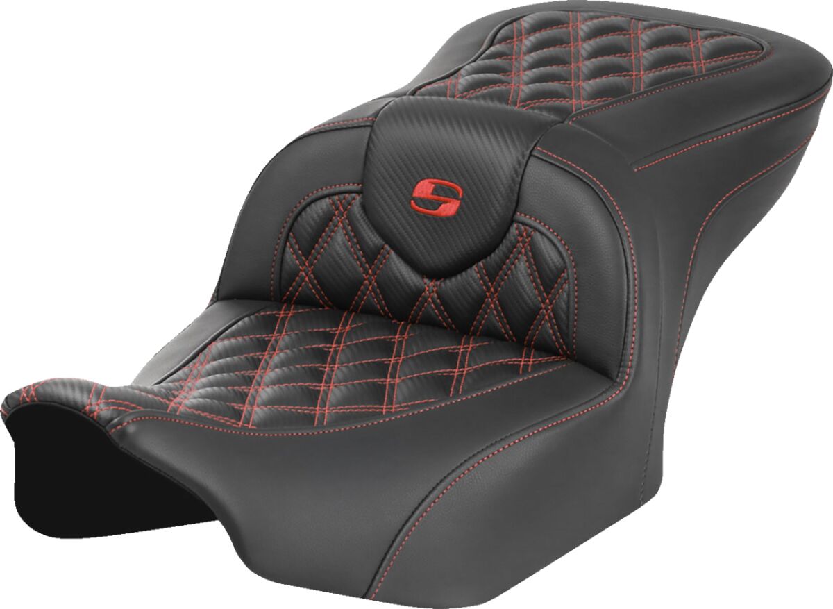 Saddlemen Roadsofa CF LS Seat, Red Stitch - 23+ Touring Seat Saddlemen